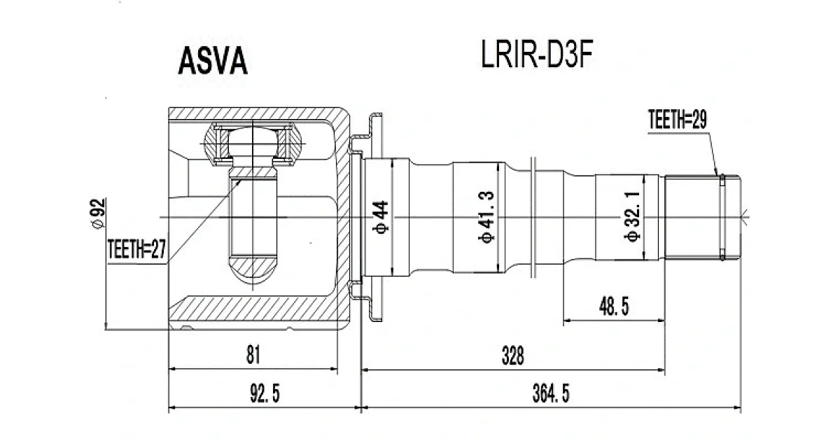 ASVA LRIR-D3F, Шарнирный комплект, приводной вал