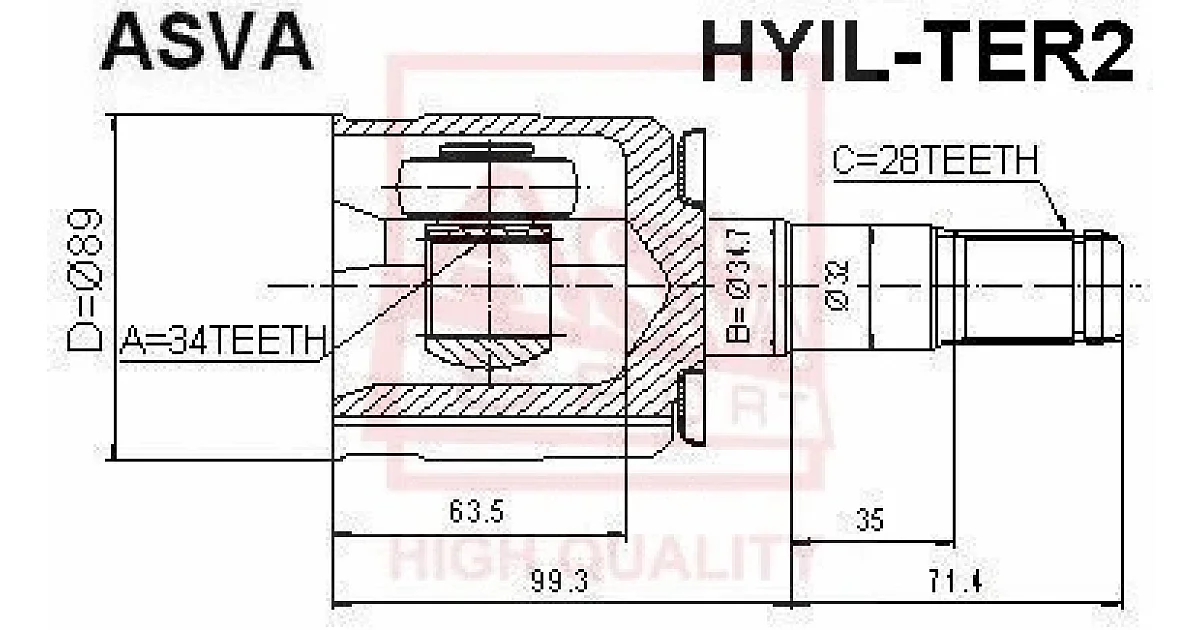 HYILTER2 - ASVA - Шарнирный комплект, приводной вал