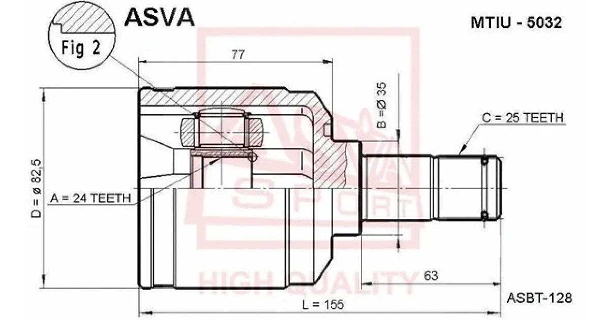 MTIU5032 - ASVA - Шарнирный комплект, приводной вал