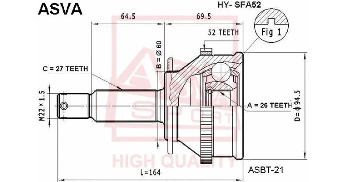 HYSFA52 - ASVA - Шарнирный комплект, приводной вал