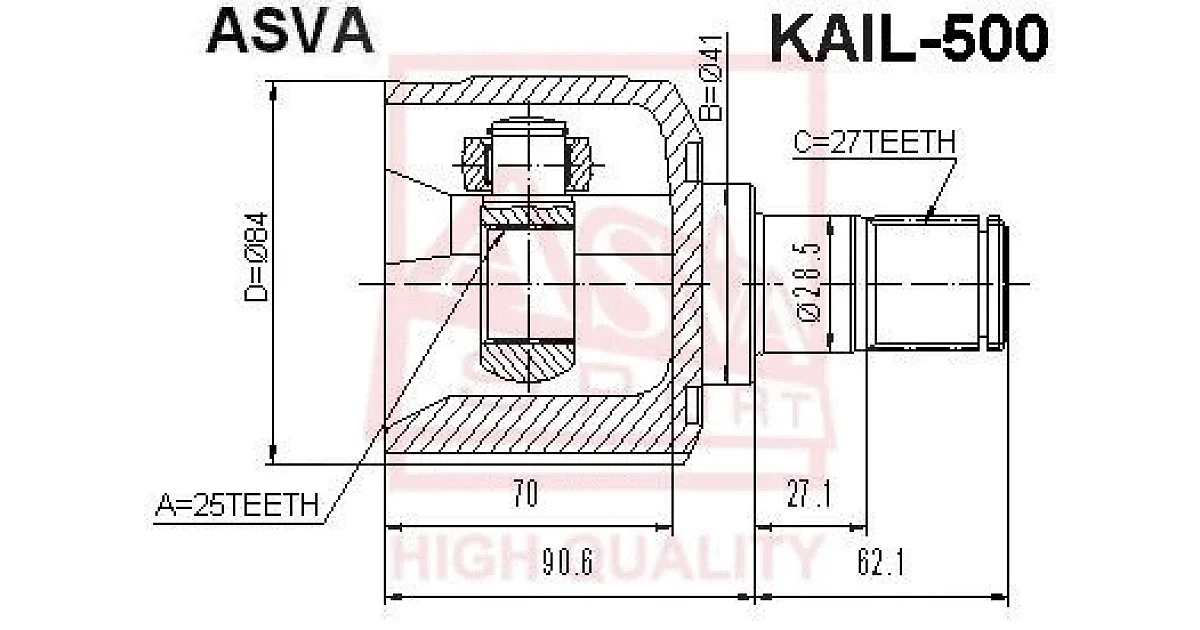 KAIL500 - ASVA - Шарнирный комплект, приводной вал