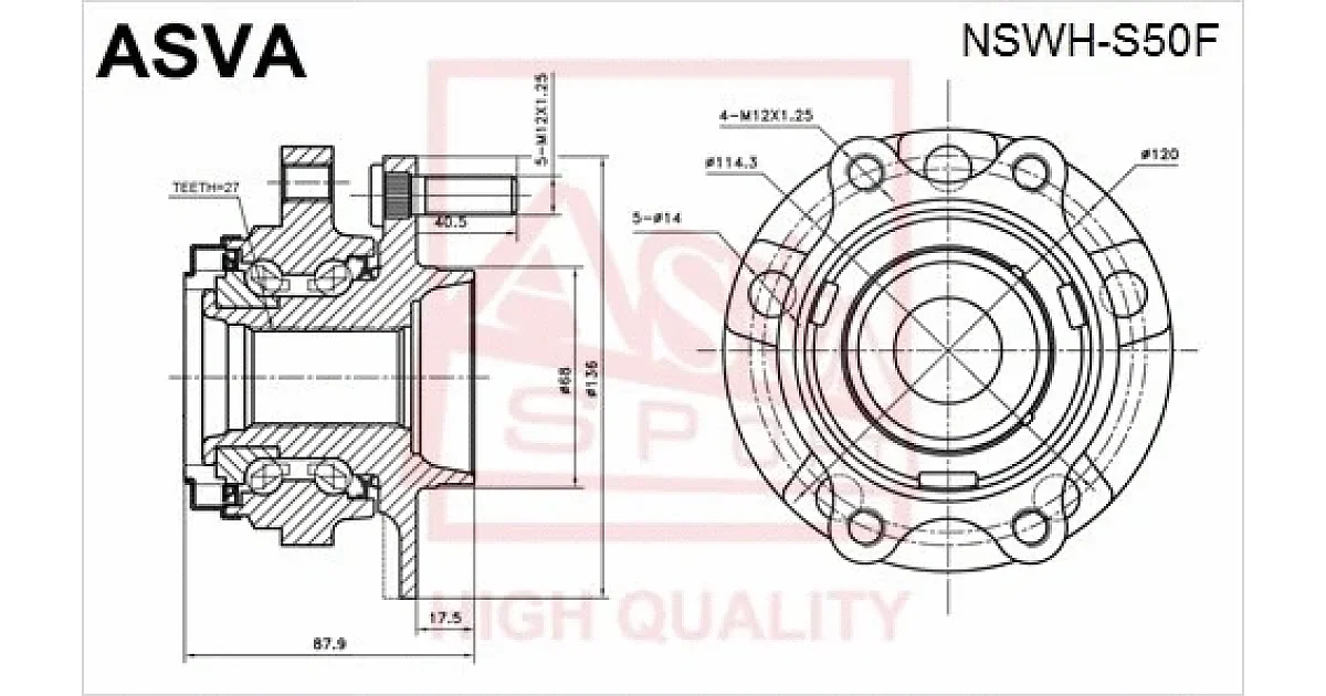 NSWHS50F - ASVA - Ступица колеса