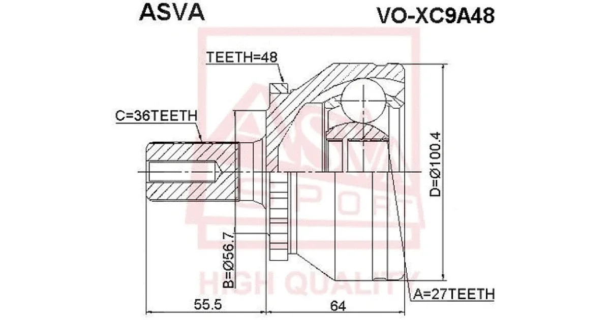 VOXC9A48 - ASVA - Шарнирный комплект, приводной вал