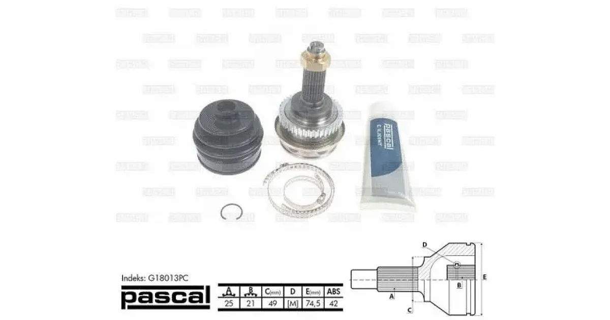 PASCAL G18013PC, Шарнирный комплект, приводной вал