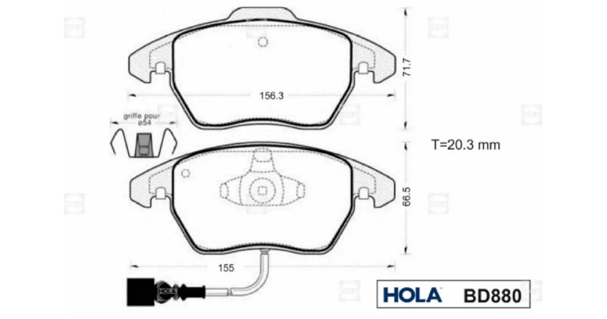HOLA BD880, Комплект тормозных колодок, дисковый тормоз