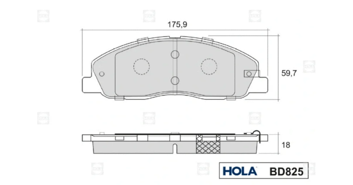 BD825 - HOLA - Комплект тормозных колодок, дисковый тормоз
