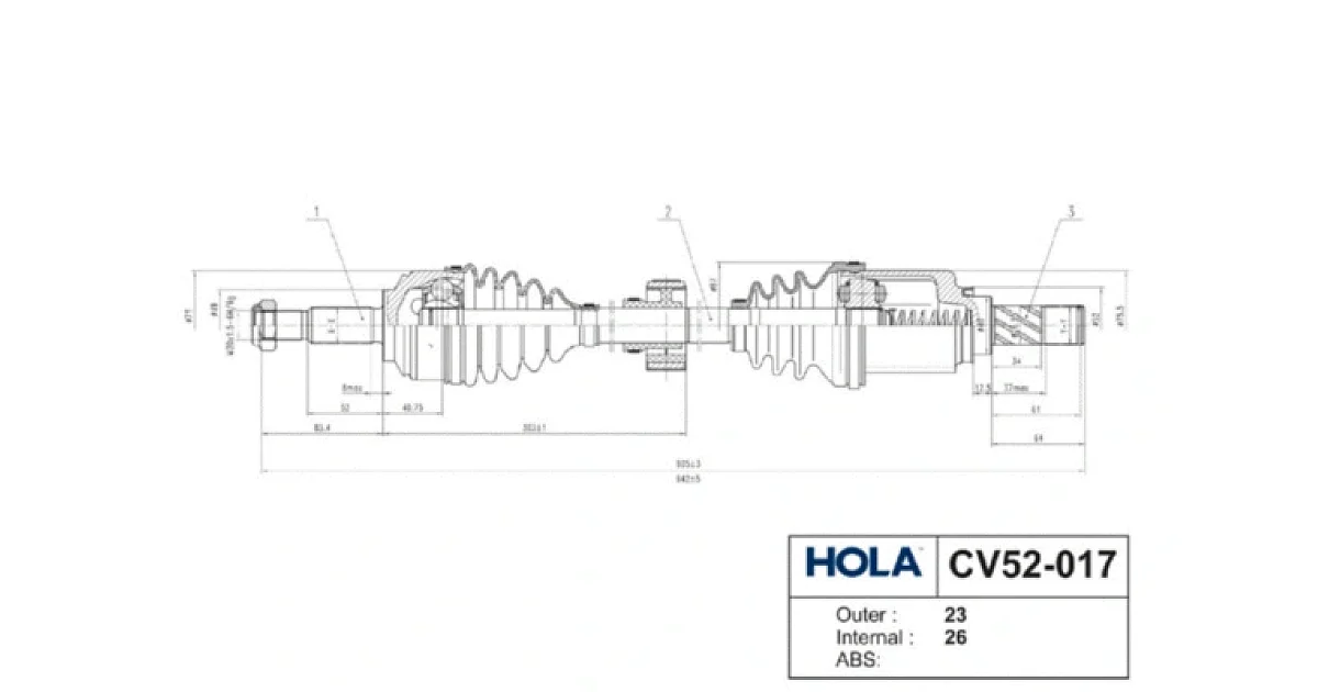 HOLA CV52-017 (CV52017), Приводной вал
