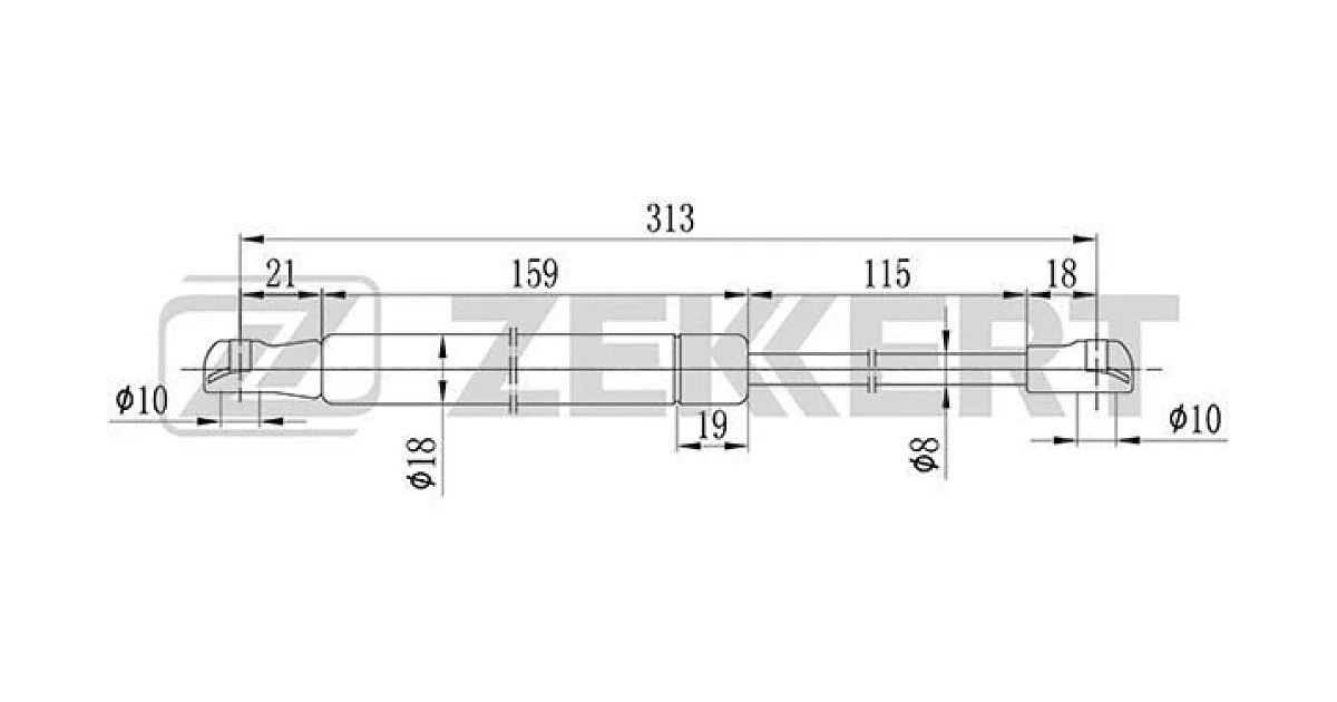 GF1815 - ZEKKERT - Газовая пружина, капот