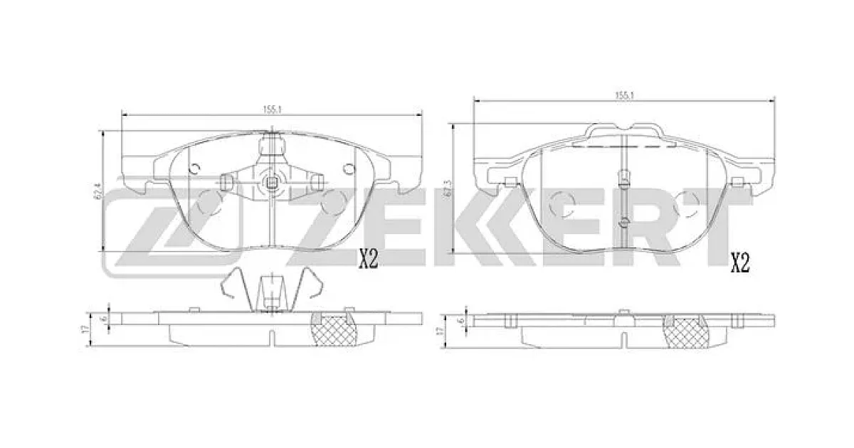 BS1364 - ZEKKERT - Комплект тормозных колодок, дисковый тормоз