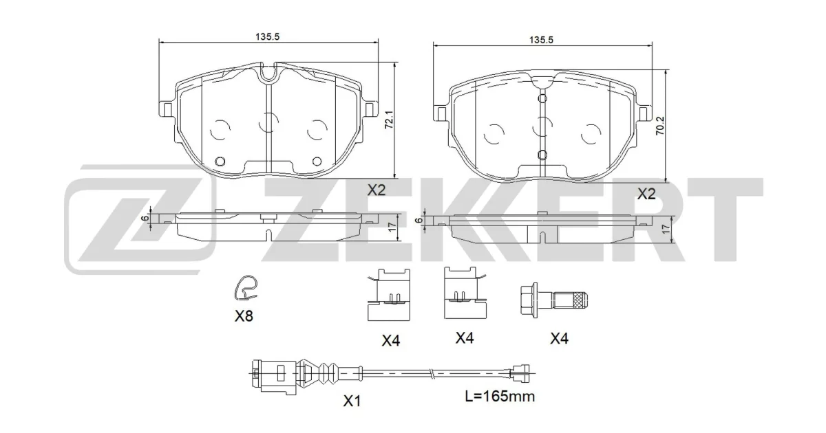 BS1190 - ZEKKERT - Комплект тормозных колодок, дисковый тормоз
