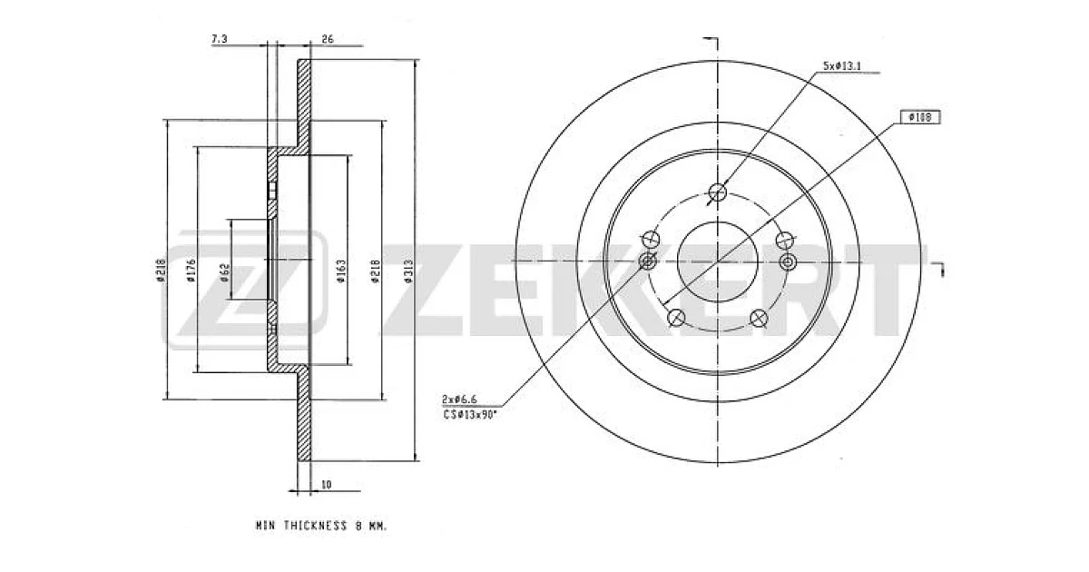 BS6619 - ZEKKERT - Тормозной диск