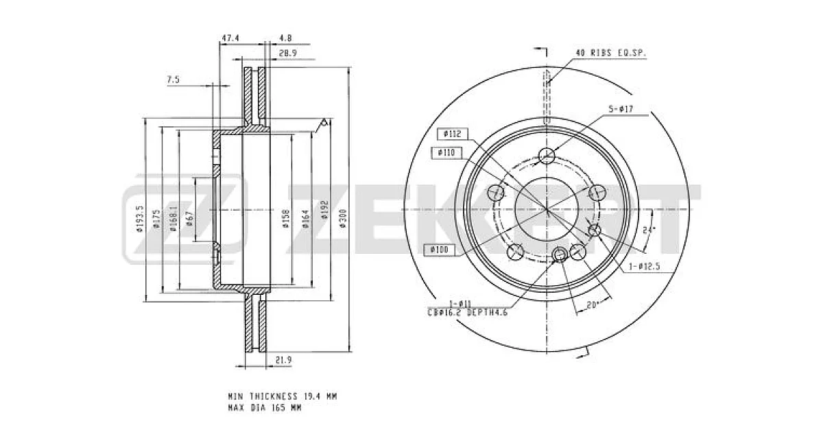 BS6138 - ZEKKERT - Тормозной диск