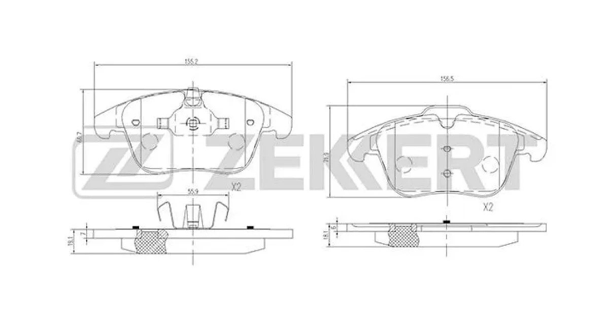 BS1128 - ZEKKERT - Комплект тормозных колодок, дисковый тормоз