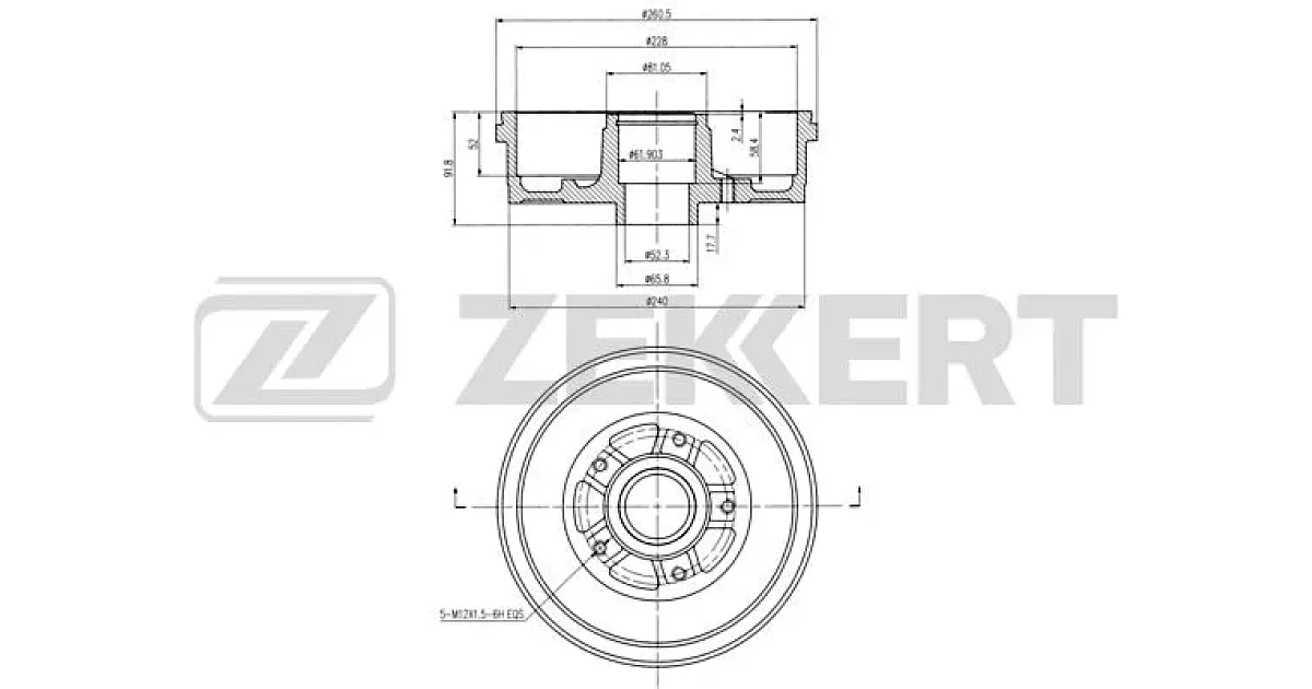 BS6282 - ZEKKERT - Тормозной барабан