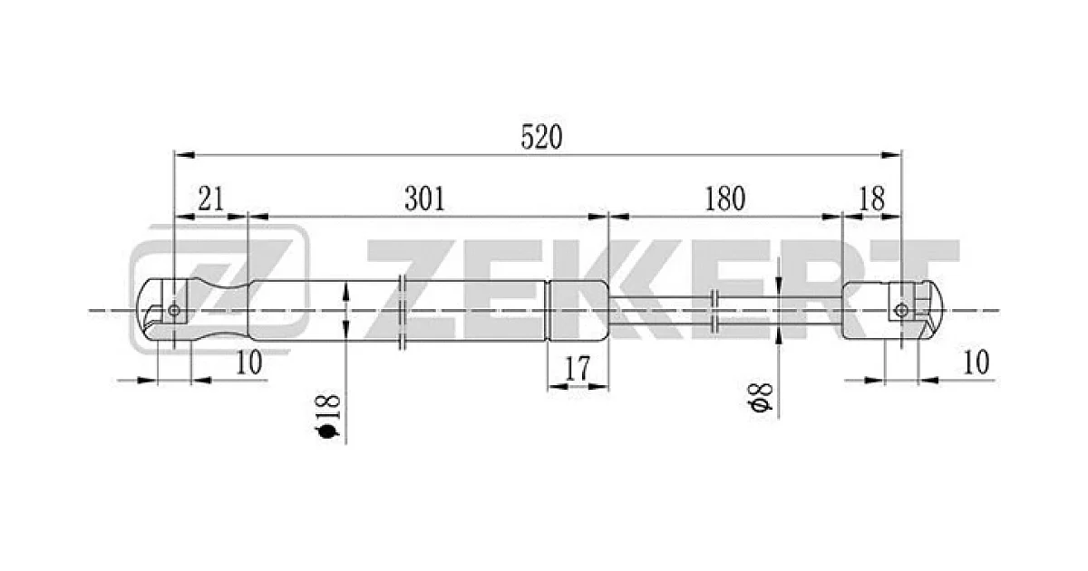 GF1819 - ZEKKERT - Газовая пружина, крышка багажник