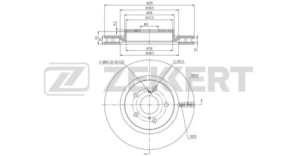 BS6288 - ZEKKERT - Тормозной диск