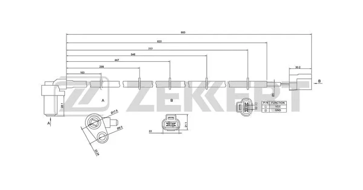 ZEKKERT SE-6160, Датчик, частота вращения колеса