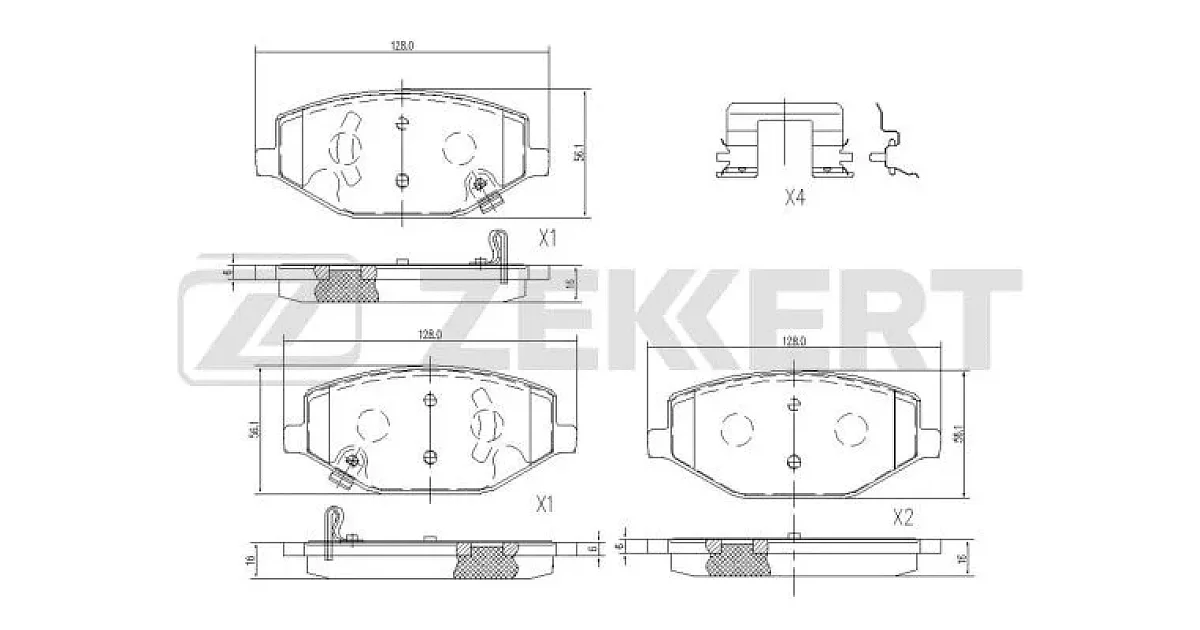 BS1182 - ZEKKERT - Комплект тормозных колодок, дисковый тормоз