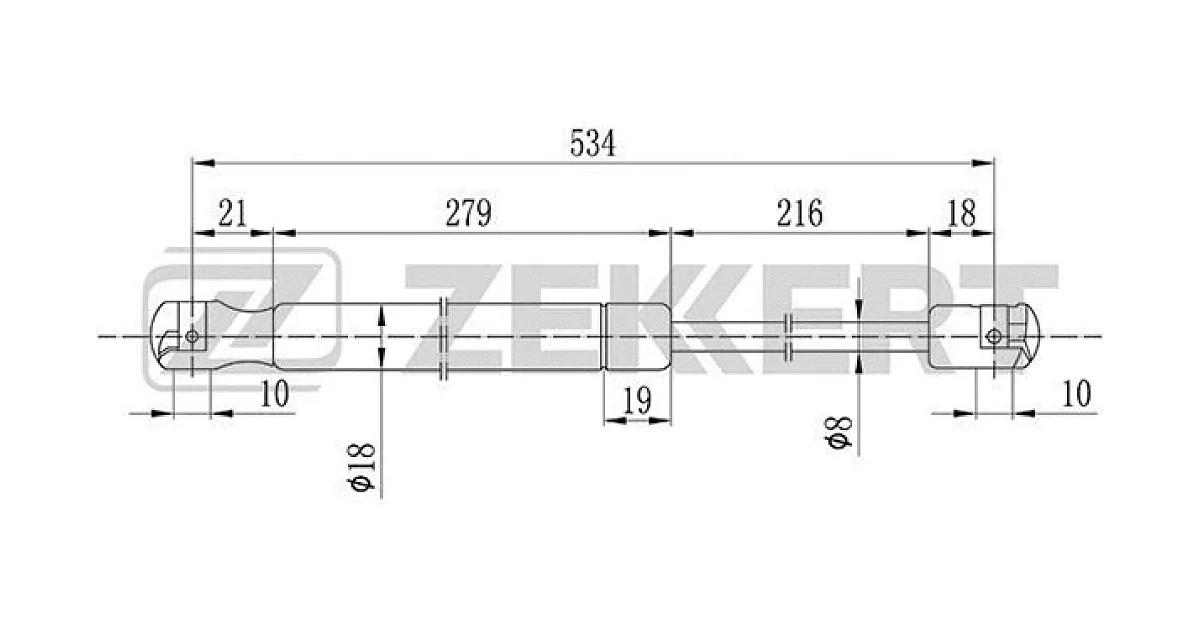 GF1140 - ZEKKERT - Газовая пружина, крышка багажник