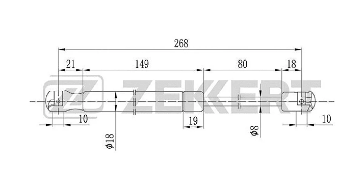GF1126 - ZEKKERT - Газовая пружина, крышка багажник