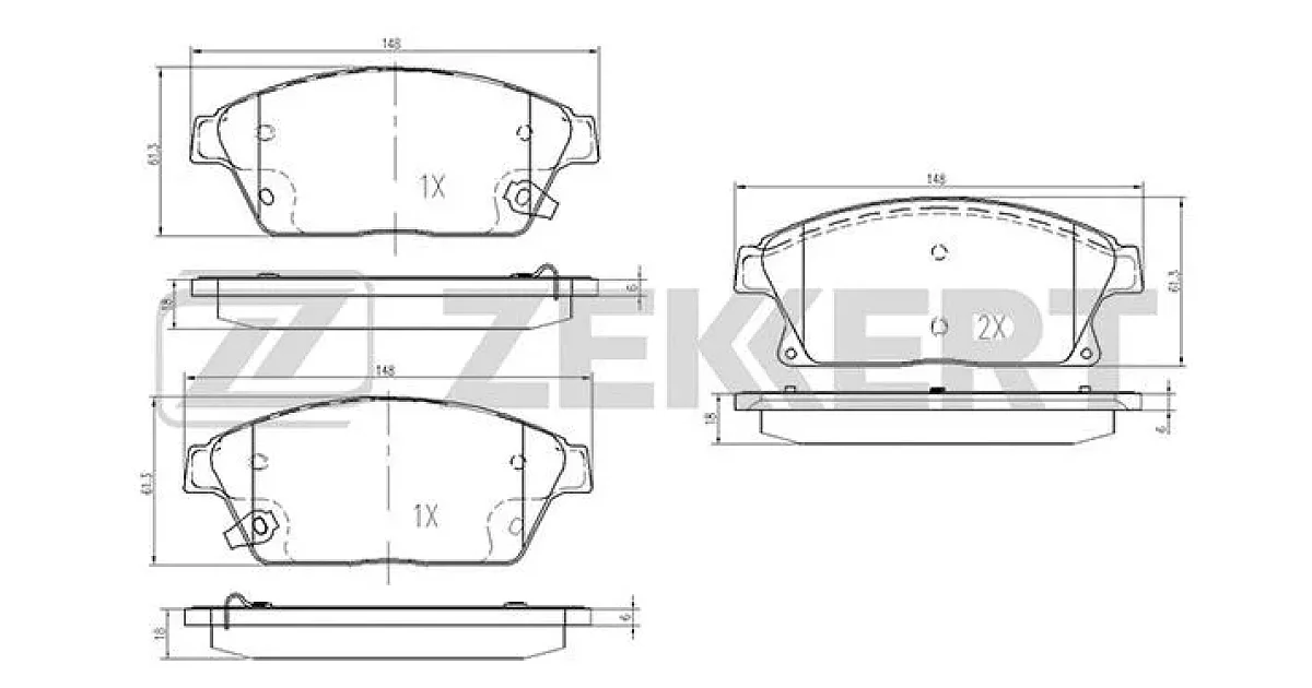 BS1286 - ZEKKERT - Комплект тормозных колодок, дисковый тормоз