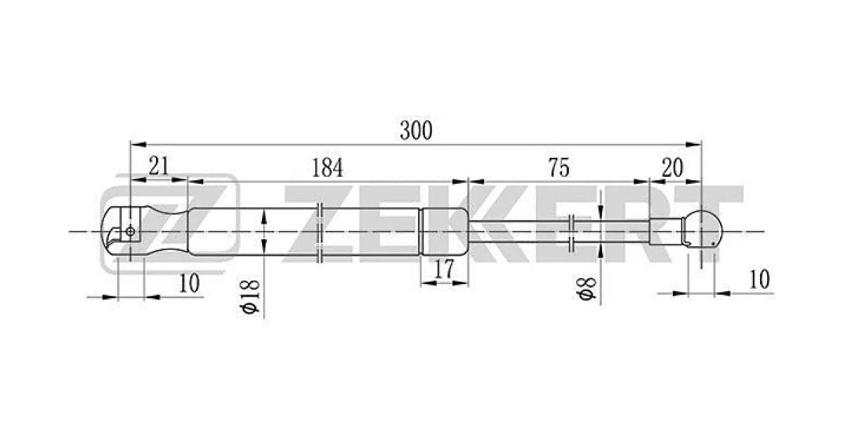 GF1833 - ZEKKERT - Газовая пружина, крышка багажник