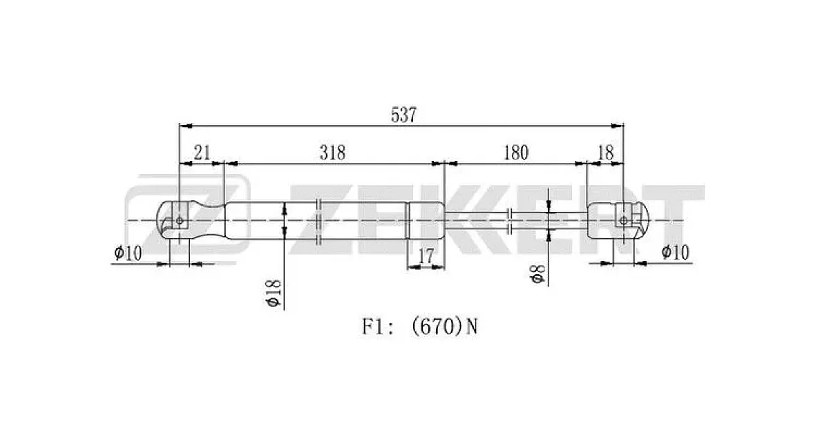 GF2121 - ZEKKERT - Газовая пружина, крышка багажник