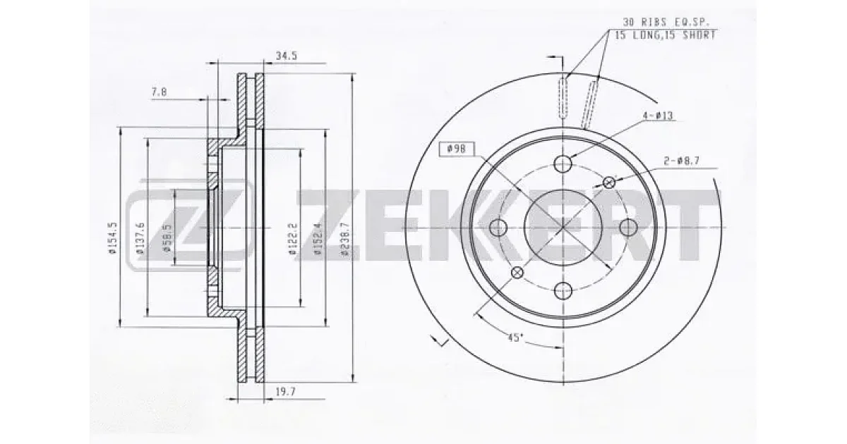 BS5840 - ZEKKERT - Тормозной диск