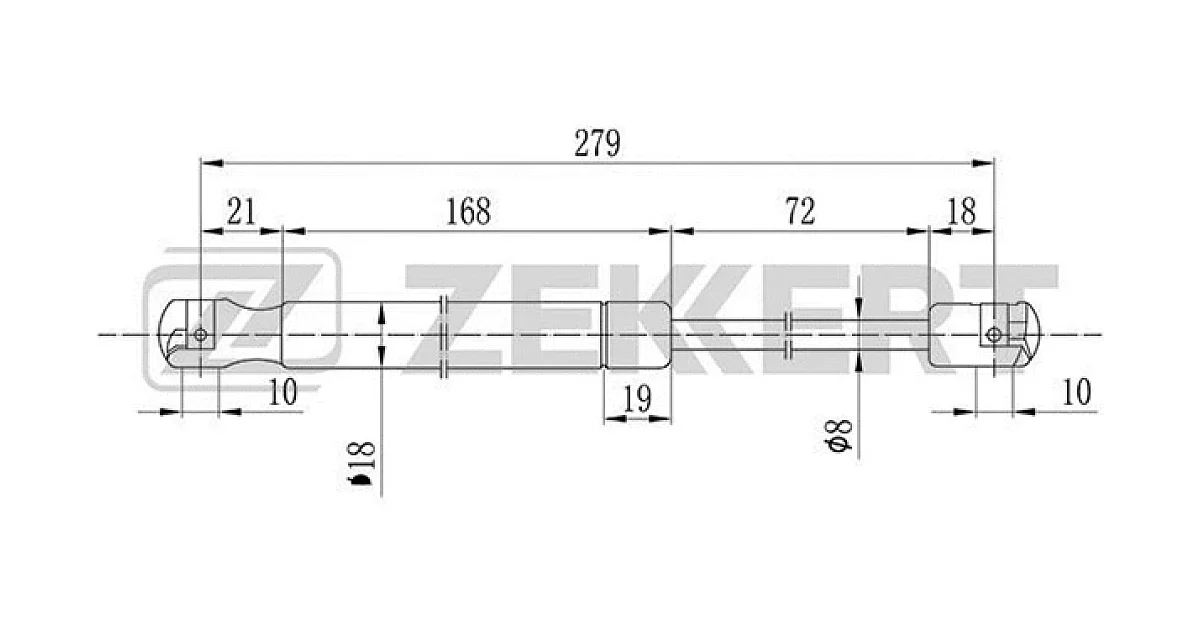 GF1137 - ZEKKERT - Газовая пружина, крышка багажник