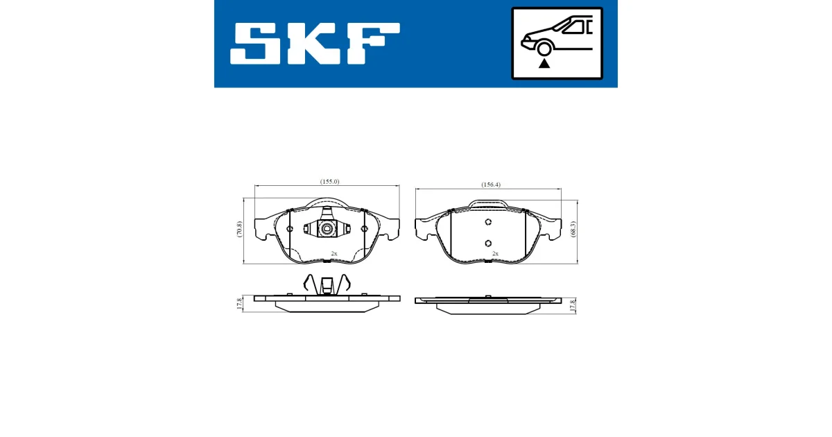 VKBP80263 - SKF - Комплект тормозных колодок, дисковый тормоз