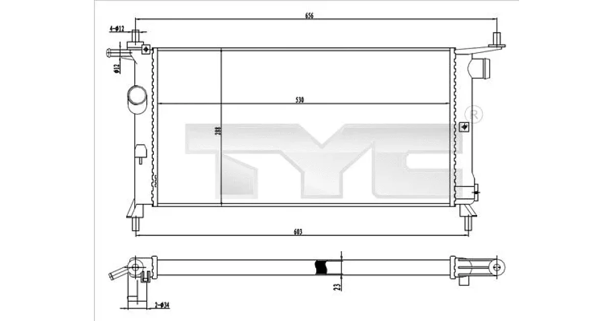 7250020 - TYC - Радиатор, охлаждение двигателя