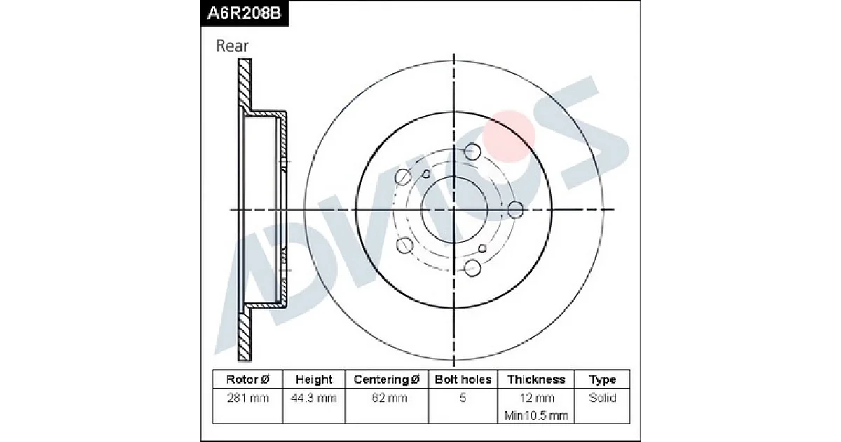 A6R208B - ADVICS - Тормозной диск