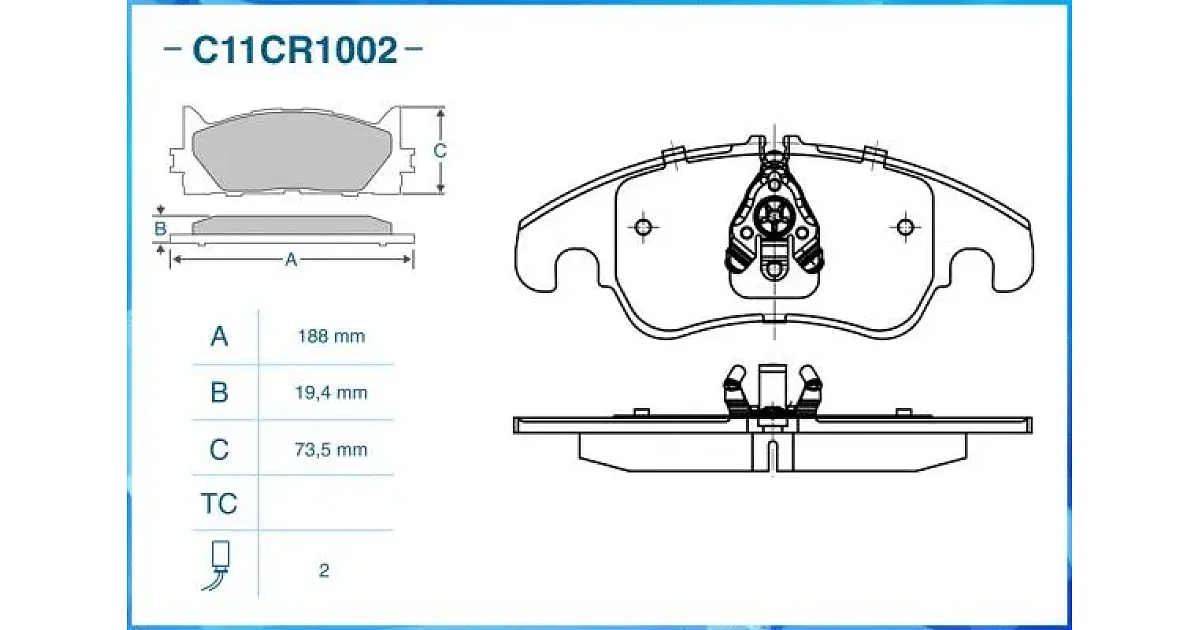 C11CR1002 - CWORKS - Комплект тормозных колодок, дисковый тормоз