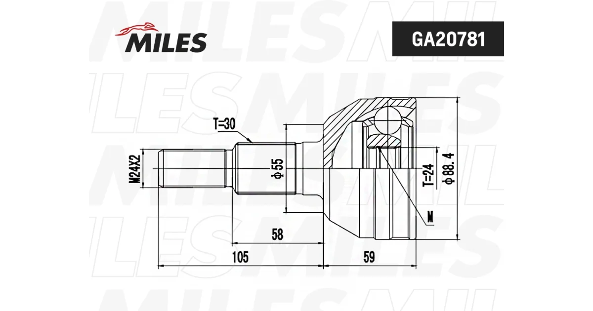 GA20781 - MILES - Шарнирный комплект, приводной вал
