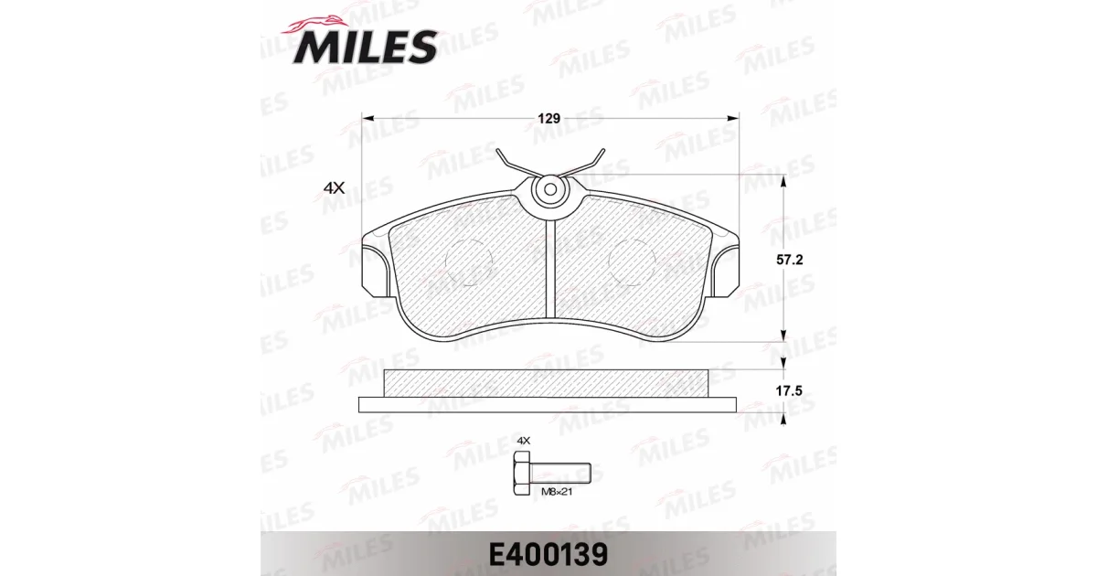 E400139 - MILES - Комплект тормозных колодок, дисковый тормоз