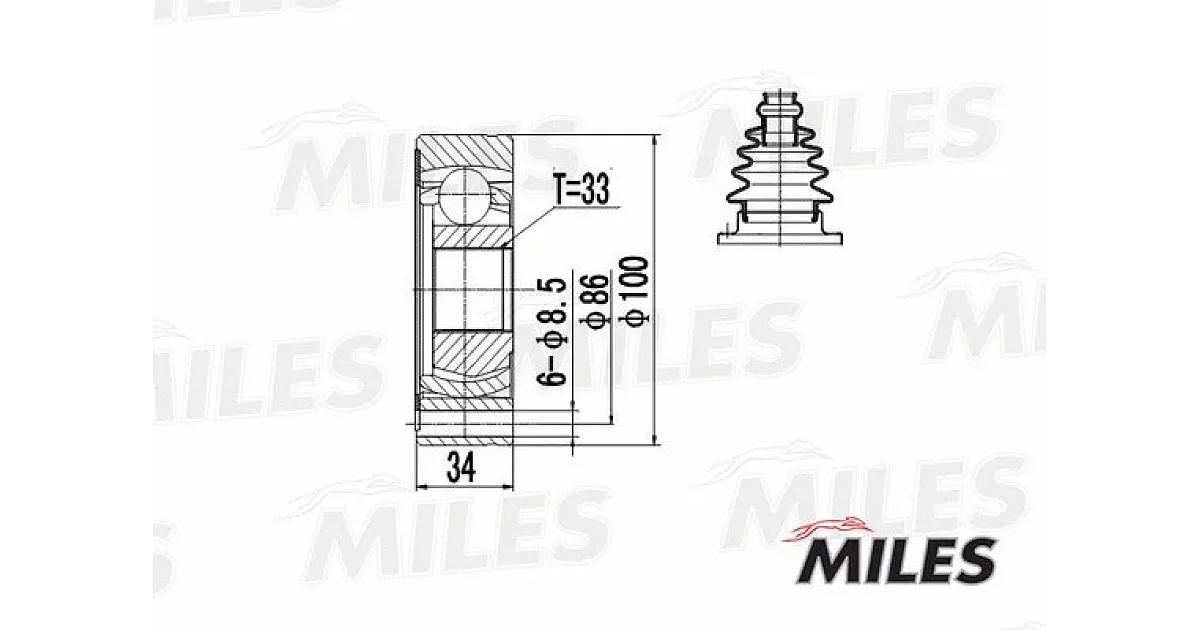 GA11005 - MILES - Шарнирный комплект, приводной вал
