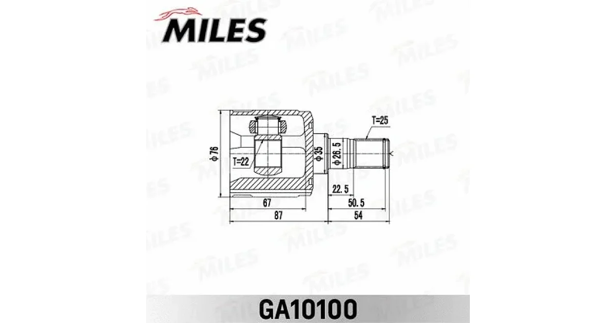 GA10100 - MILES - Шарнирный комплект, приводной вал