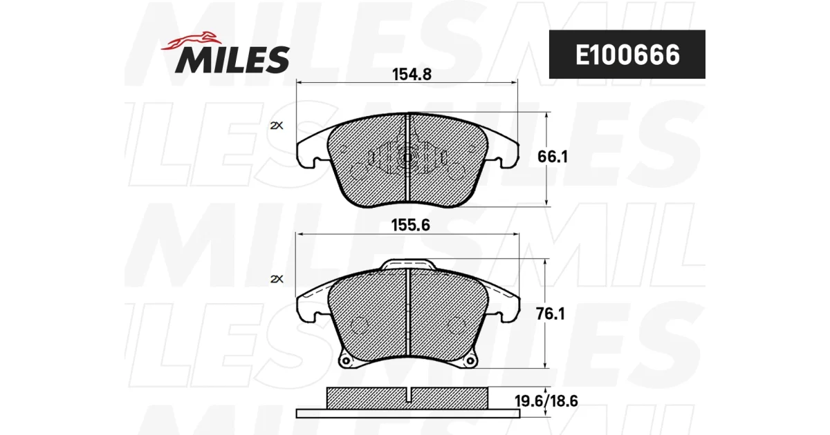 MILES E100666, Комплект тормозных колодок, дисковый тормоз