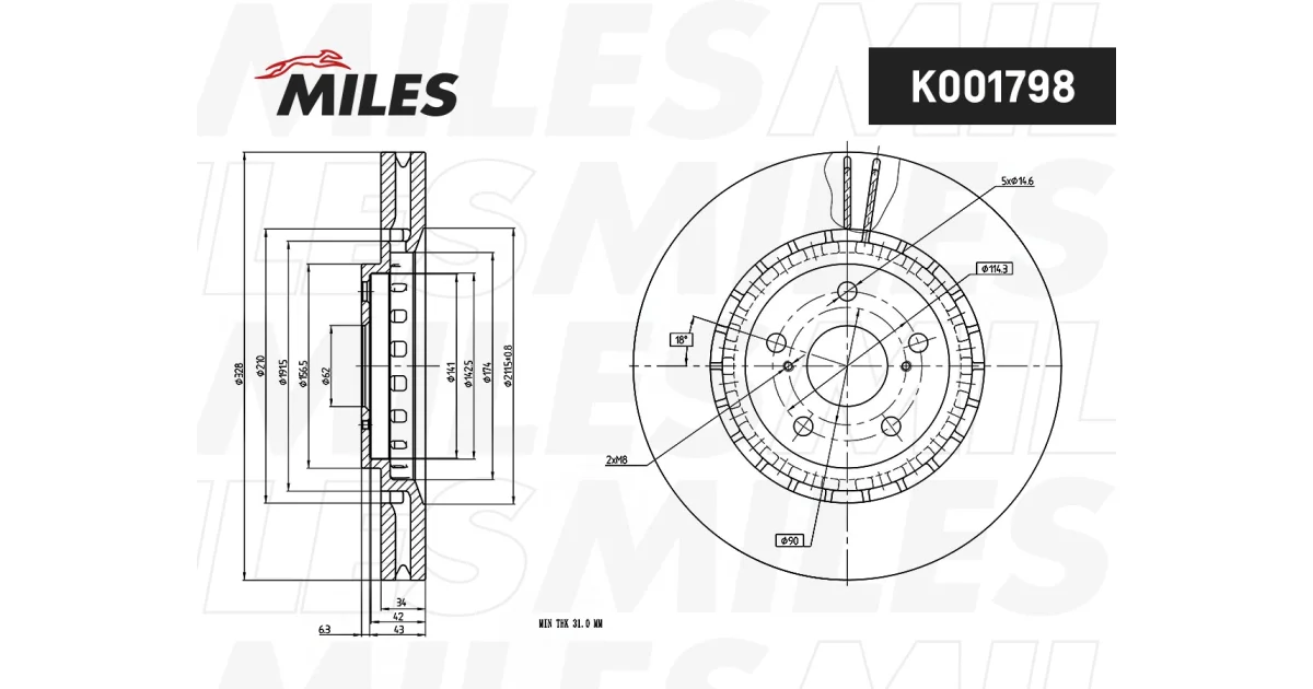 K001798 - MILES - Тормозной диск