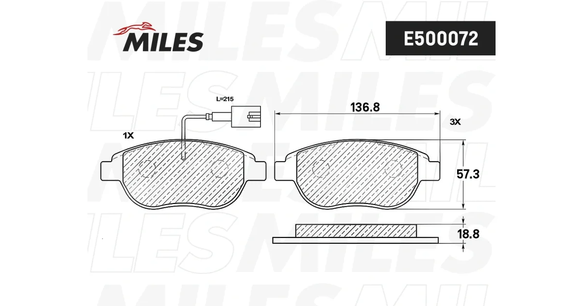 MILES E500072, Комплект тормозных колодок, дисковый тормоз