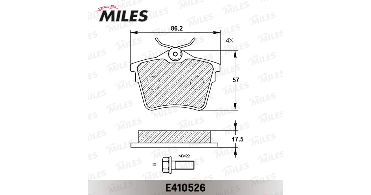 E410526 - MILES - Комплект тормозных колодок, дисковый тормоз