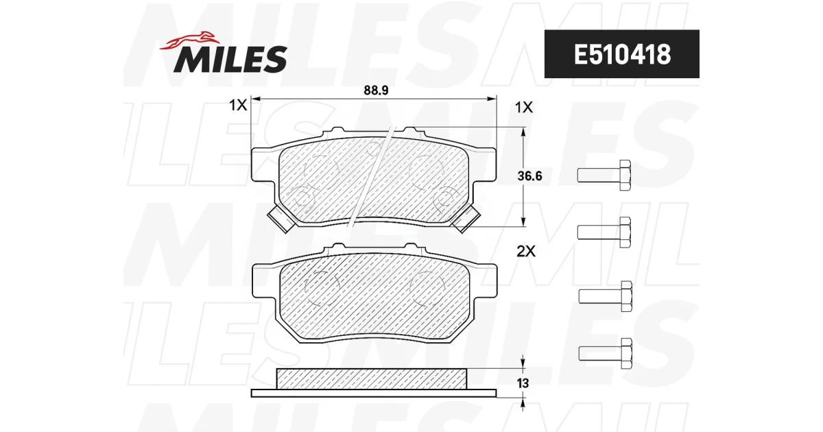 E510418 - MILES - Комплект тормозных колодок, дисковый тормоз
