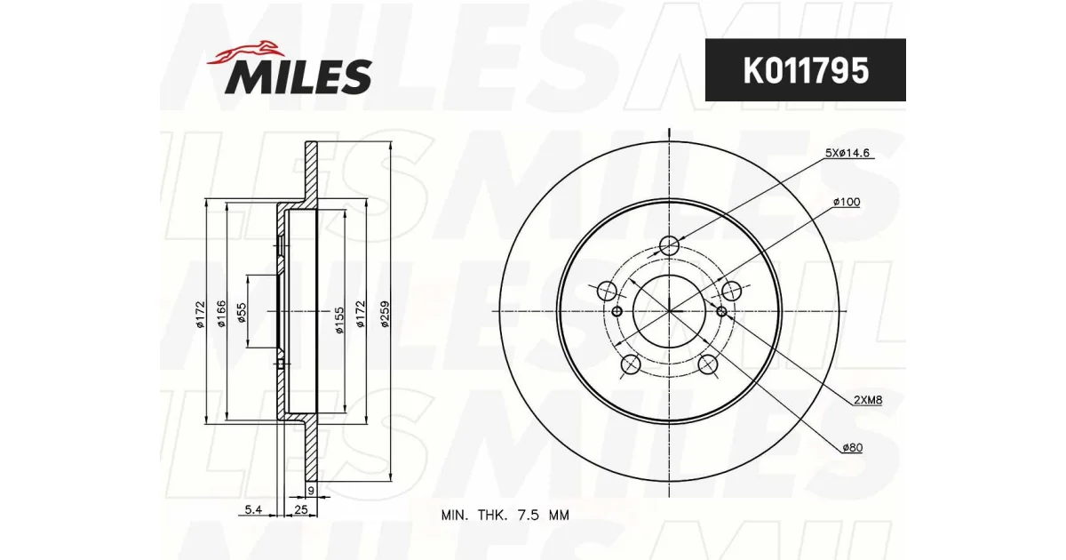 K011795 - MILES - Тормозной диск