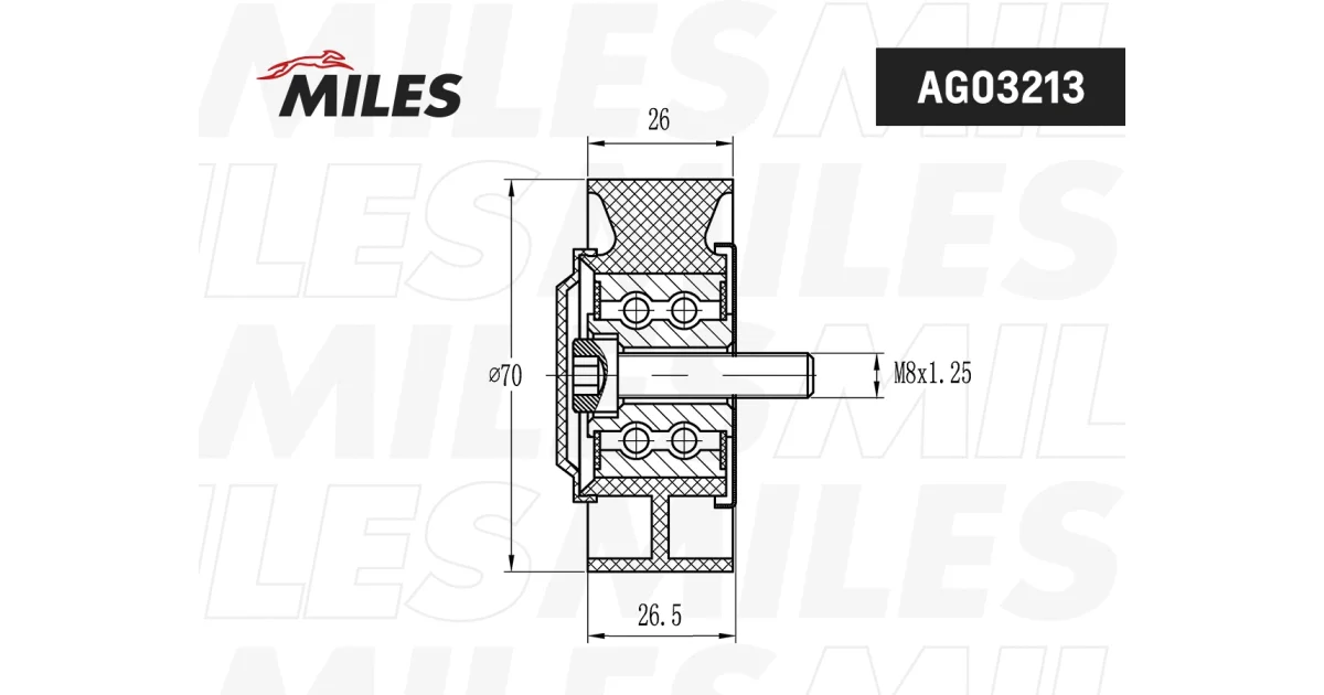MILES AG03213, Паразитный / ведущий ролик, поликлиновой ремень
