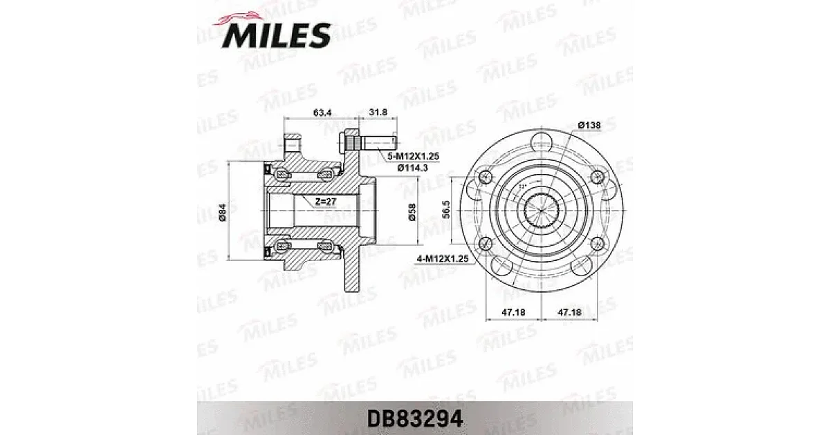 DB83294 - MILES - Комплект подшипника ступицы колеса