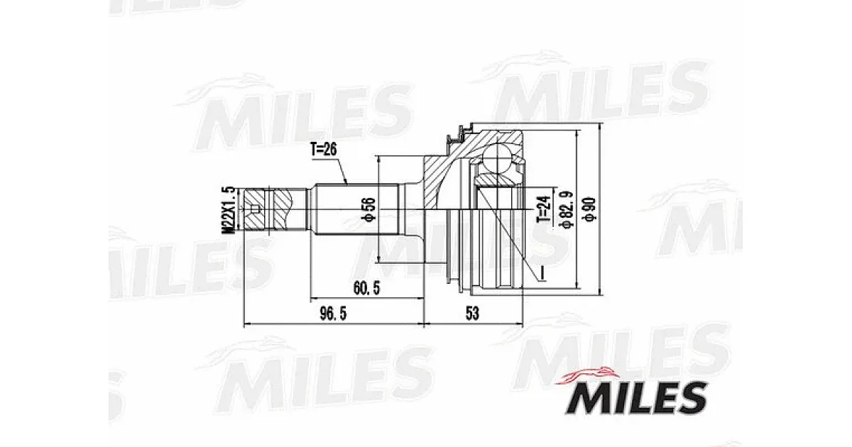GA20464 - MILES - Шарнирный комплект, приводной вал