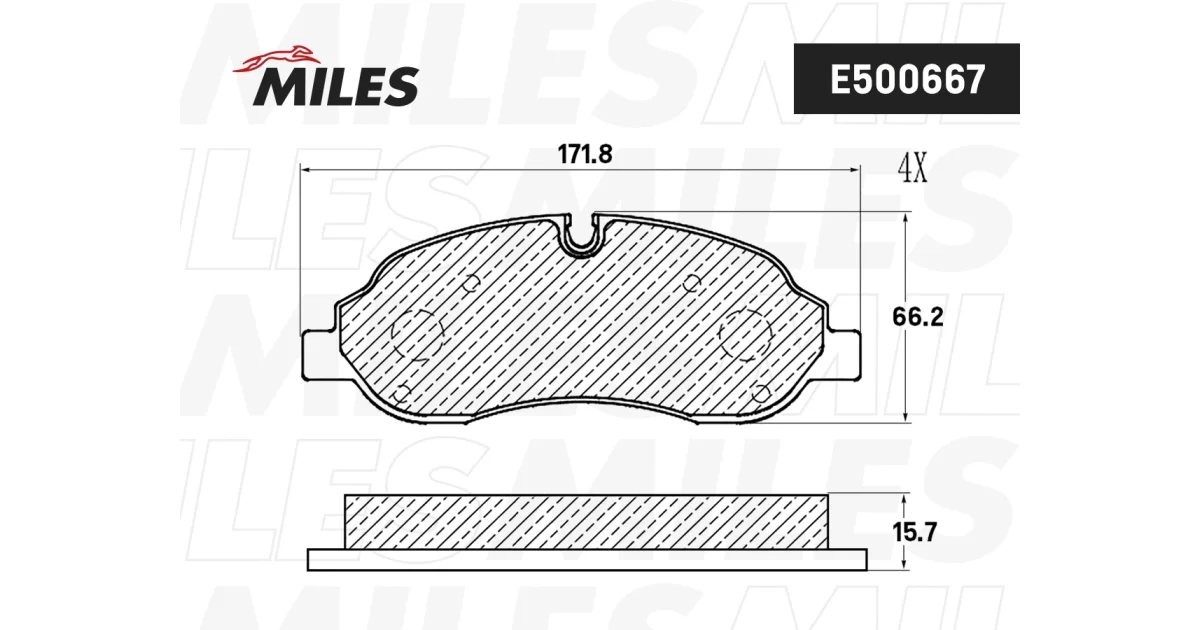 E500667 - MILES - Комплект тормозных колодок, дисковый тормоз