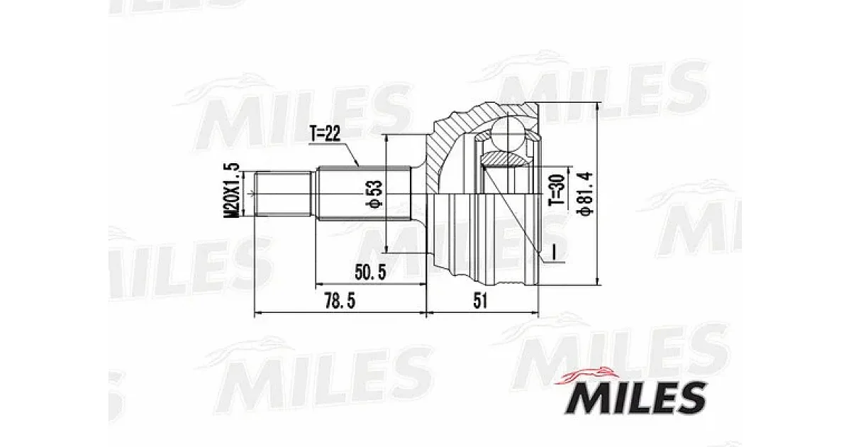 GA20514 - MILES - Шарнирный комплект, приводной вал