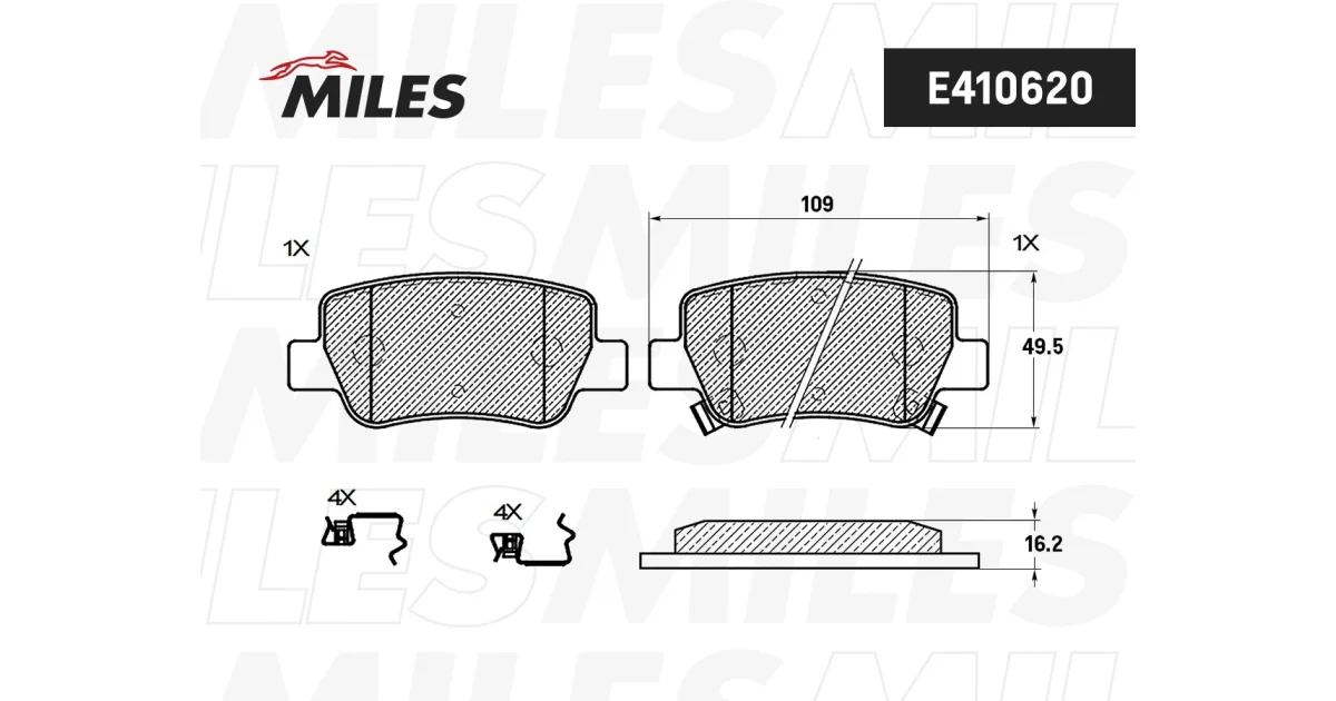 MILES E410620, Комплект тормозных колодок, дисковый тормоз