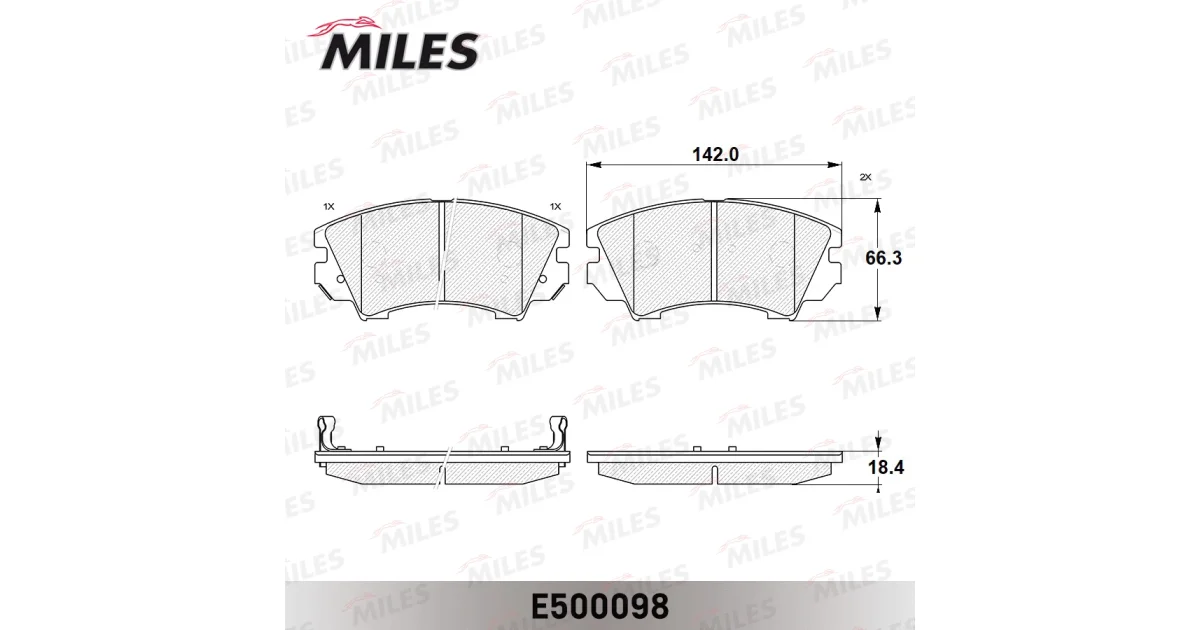 MILES E500098, Комплект тормозных колодок, дисковый тормоз